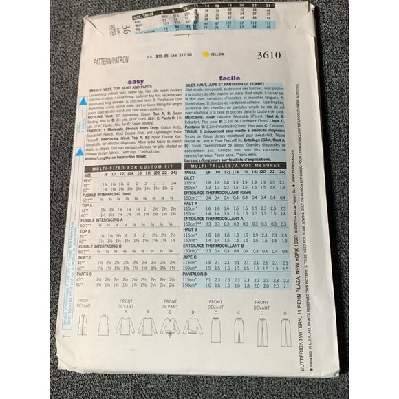 Butterick 3610 Women's Loungewear Pattern Sizes 8 10 12 Easy Sew - uncut - Picture 2 of 2